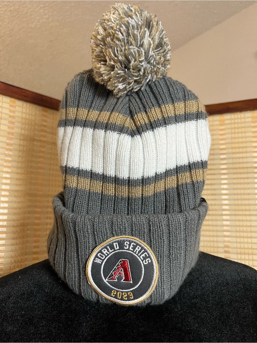 Official ‘47 Brand Arizona Diamondbacks 2023 World Series Cuffed Pom Beanie Knit